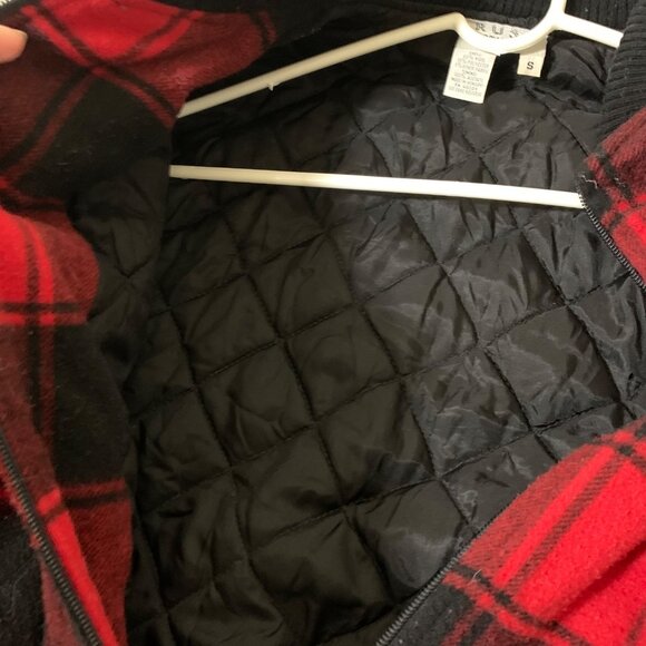 Vintage Russ Studio Women’s Red Black Buffalo Plaid Wool Bomber Jacket - Size Sm - Picture 7 of 7
